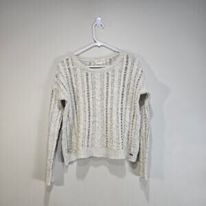 Ralph Lauren Denim And Supply Women's L Pullover Beige Casual Cable Knit Sweater